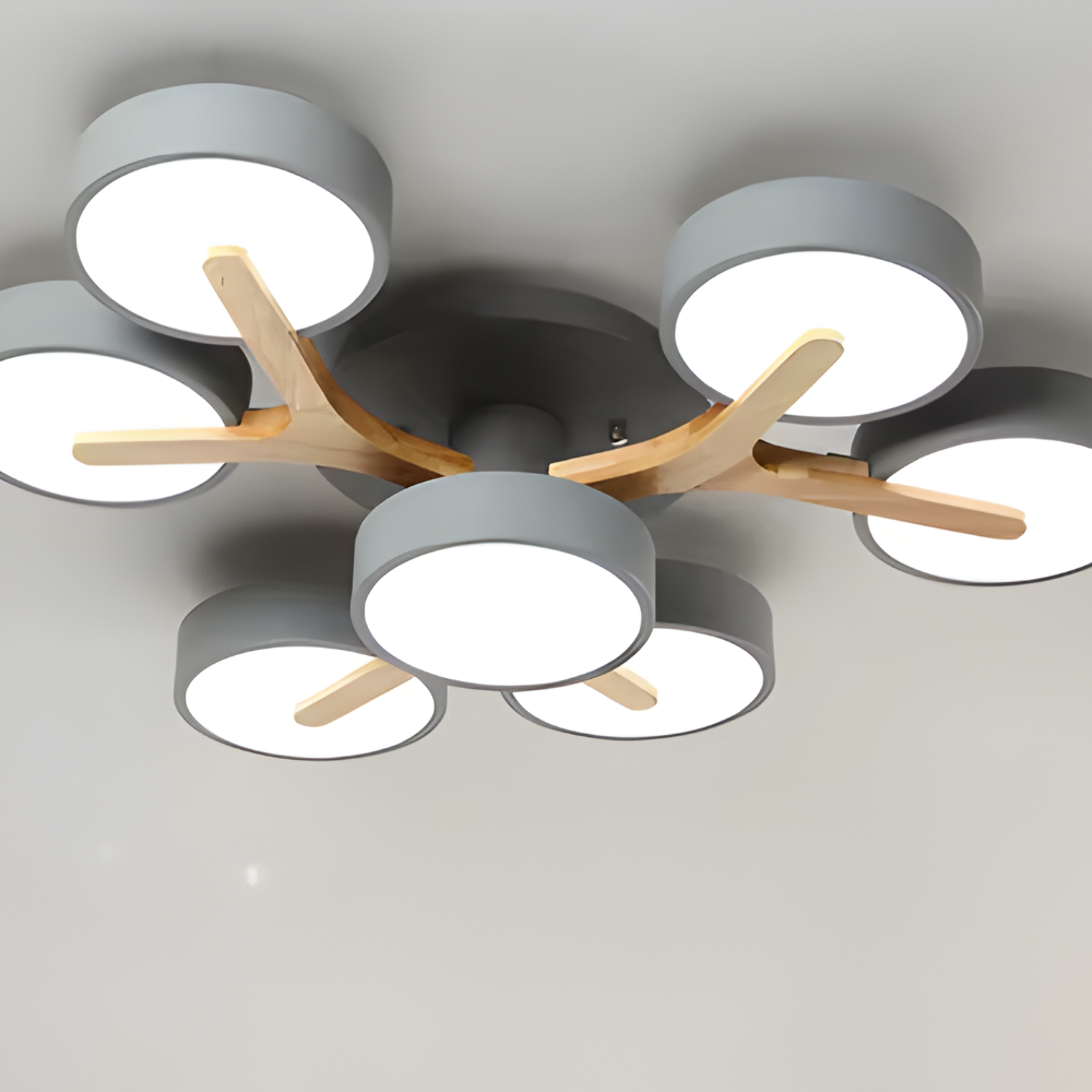 Modern Ceiling Light Fixture Semi Flush Mount Lighting Wood Branch