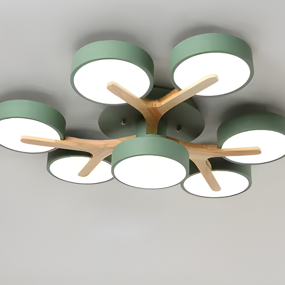Modern Ceiling Light Fixture Semi Flush Mount Lighting Wood Branch