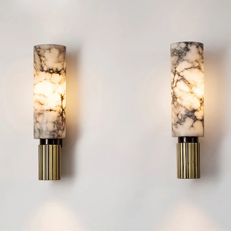 Aplique de pared moderno de mármol y metal para interiores