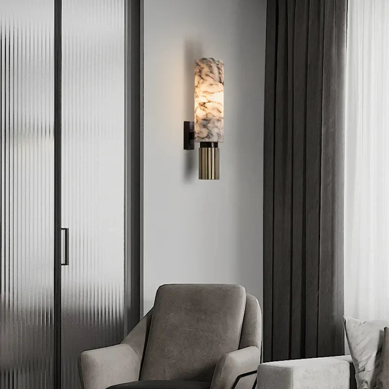 Aplique de pared moderno de mármol y metal para interiores