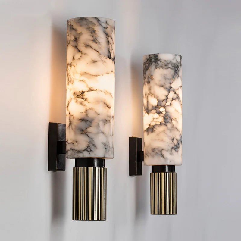 Aplique de pared moderno de mármol y metal para interiores