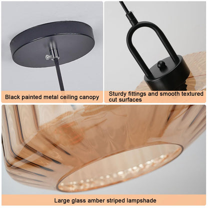 Pendant Light with Striped Green Glass Shade