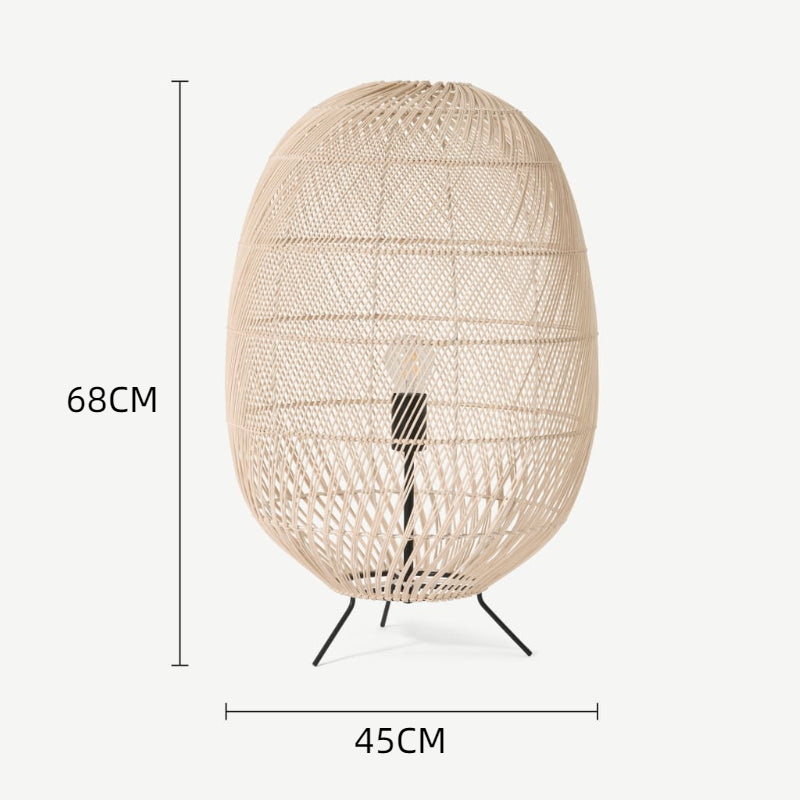 Natural Rattan Midi Floor Lamp for Living Room - Stylish Eco-Friendly Lighting Solution for Home Decor and Ambience