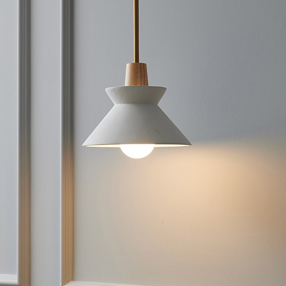 Sleek Modern White Concrete Cone Pendant Light for Contemporary Home Décor and Stylish Illumination