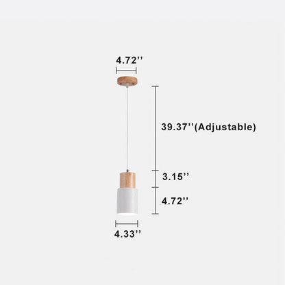Suspension moderne en bois noir cylindre luminaire