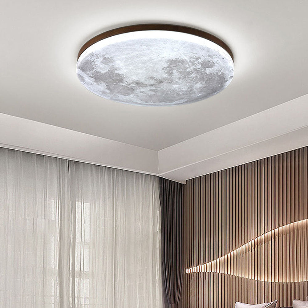 Sleek Minimalist Round Moon LED Ceiling Light Fixture for Modern Home Décor and Ambient Illumination