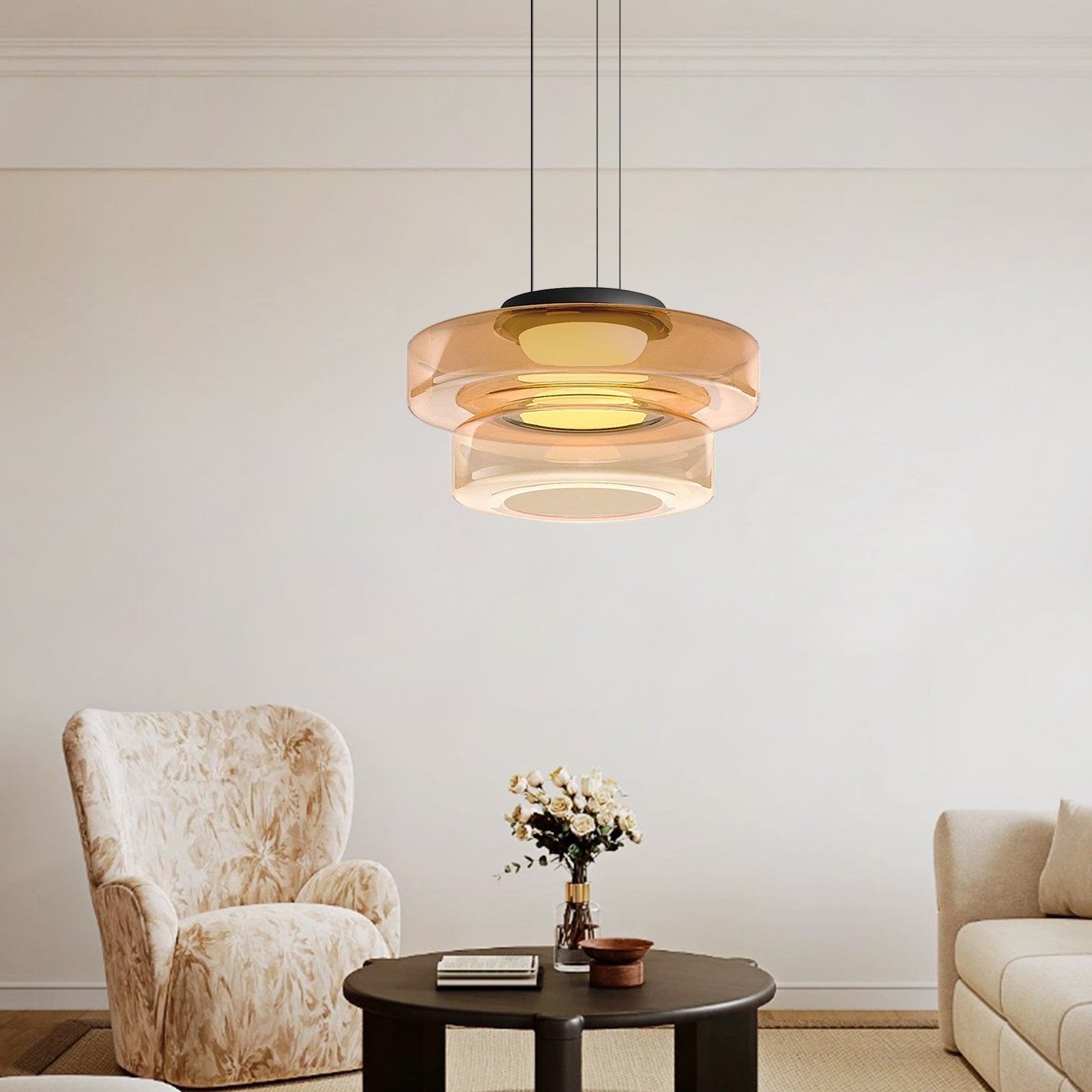 Contemporary Round Glass Pendant Light Fixture – Stylish Modern Lighting for Home Interiors and Elegant Spaces