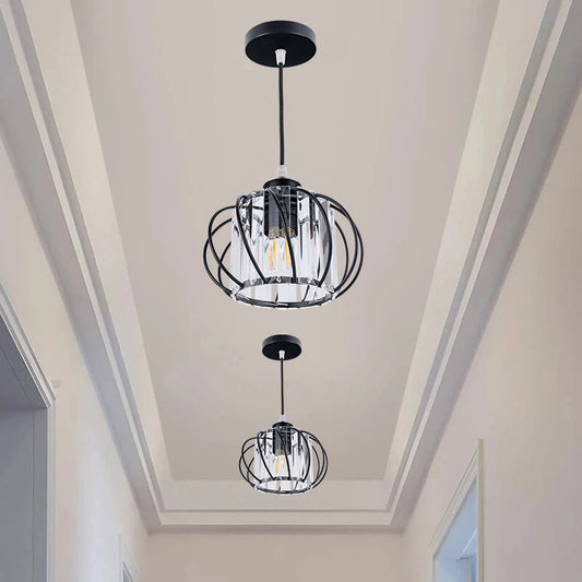 Pendant Light Black Glass Globe Ceiling Fixture