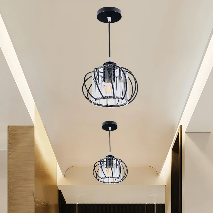 Pendant Light Black Glass Globe Ceiling Fixture