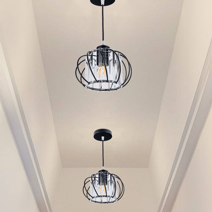 Pendant Light Black Glass Globe Ceiling Fixture