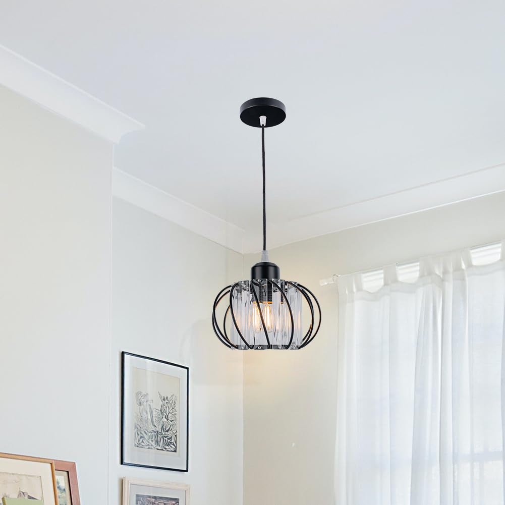 Pendant Light Black Glass Globe Ceiling Fixture