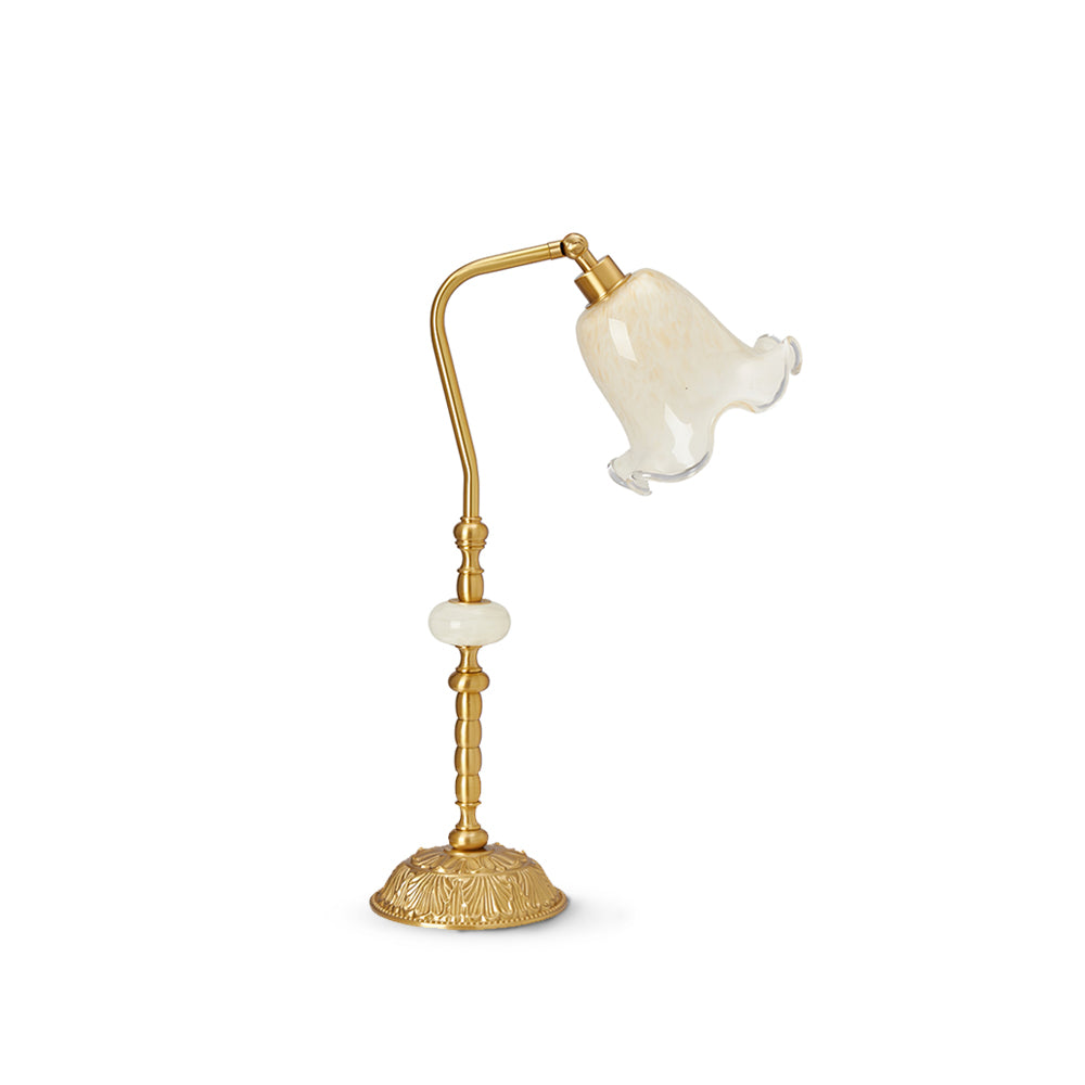 Elegant Floral Brass Table Lamp for Stylish Home Decor - Nouveau Design with Chic Aesthetic and Warm Lighting