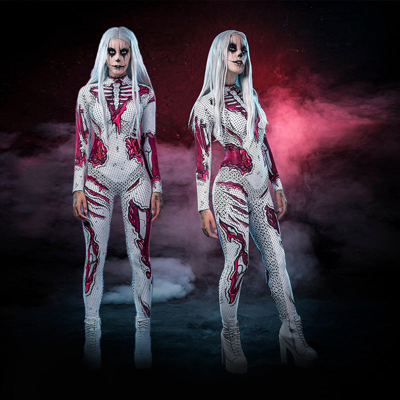 Disfraz de Halloween de manga larga Gory | Mono con estampado de esqueleto