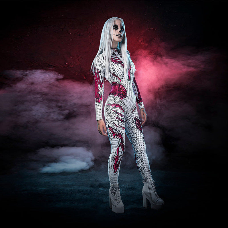Disfraz de Halloween de manga larga Gory | Mono con estampado de esqueleto