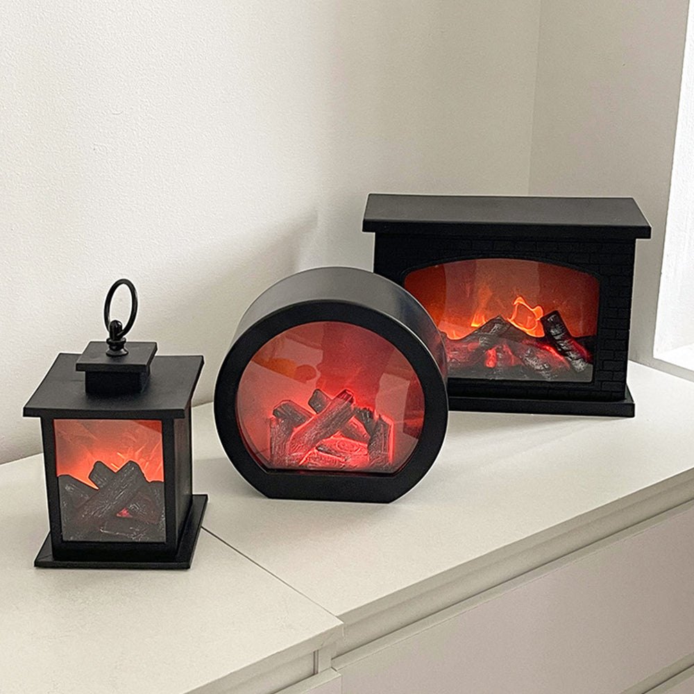 Compact LED Simulated Fireplace Light for Festive Christmas Illuminations and Cosy Ambience