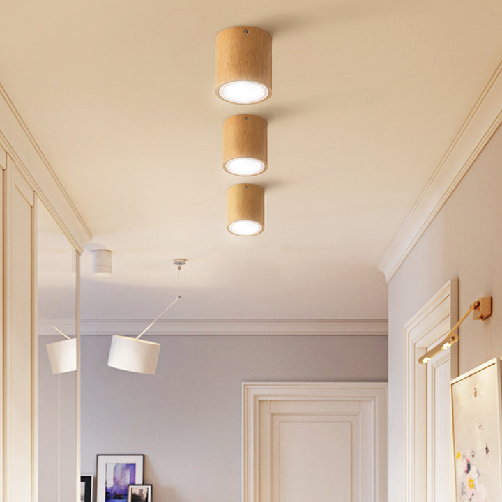 Natural Wood Round LED Ceiling Light Fixture - Stylish Illumination for Modern Homes and Spaces