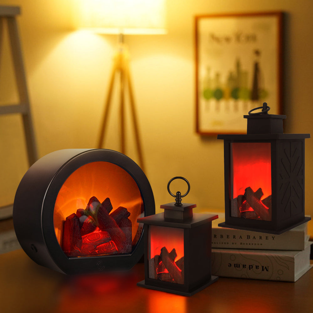 Compact LED Simulated Fireplace Light for Festive Christmas Decorations and Ambience