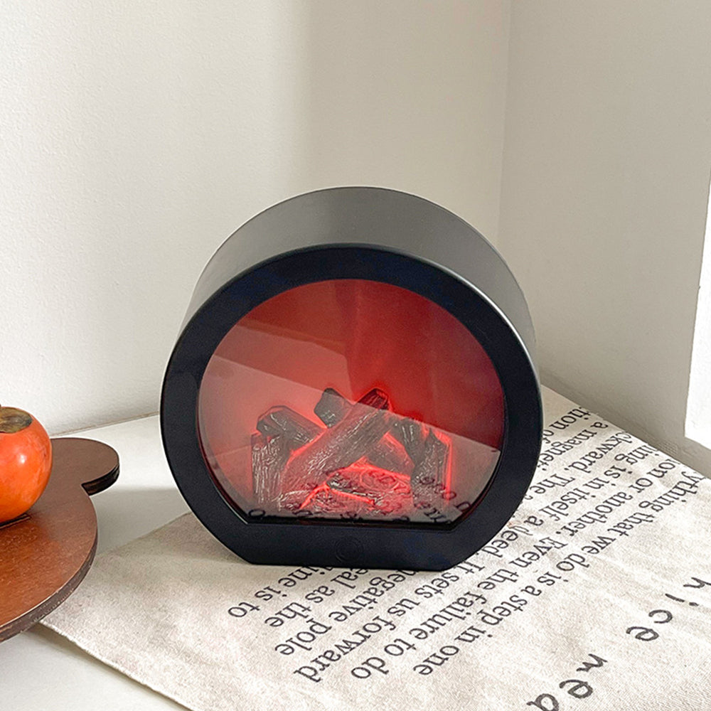 Compact LED Simulated Fireplace Light for Festive Christmas Illuminations and Cosy Ambience