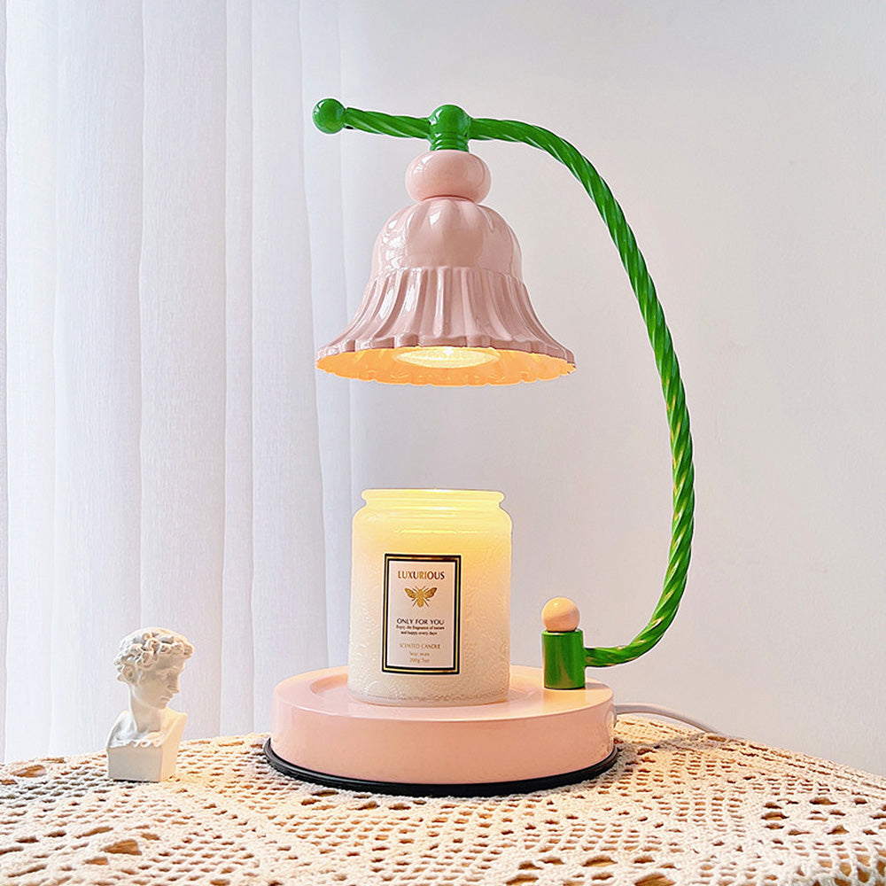 Elegant Pink Glass Candle Lamp for Bedroom Ambience – Modern Warming Light for a Cozy Atmosphere and Stylish Decor