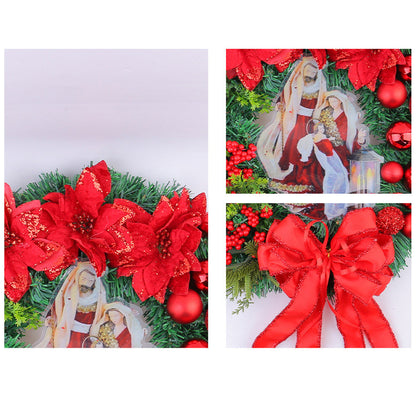 Couronne de Noël avec crèche et lumières LED