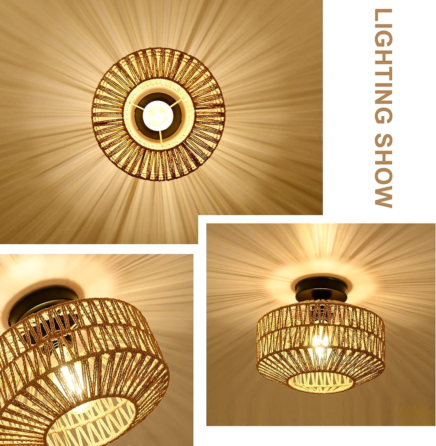 Elegant Woven Rattan Ceiling Light Fixture for Stylish Home Décor - Natural Fibre Pendant Lighting for Modern Interiors