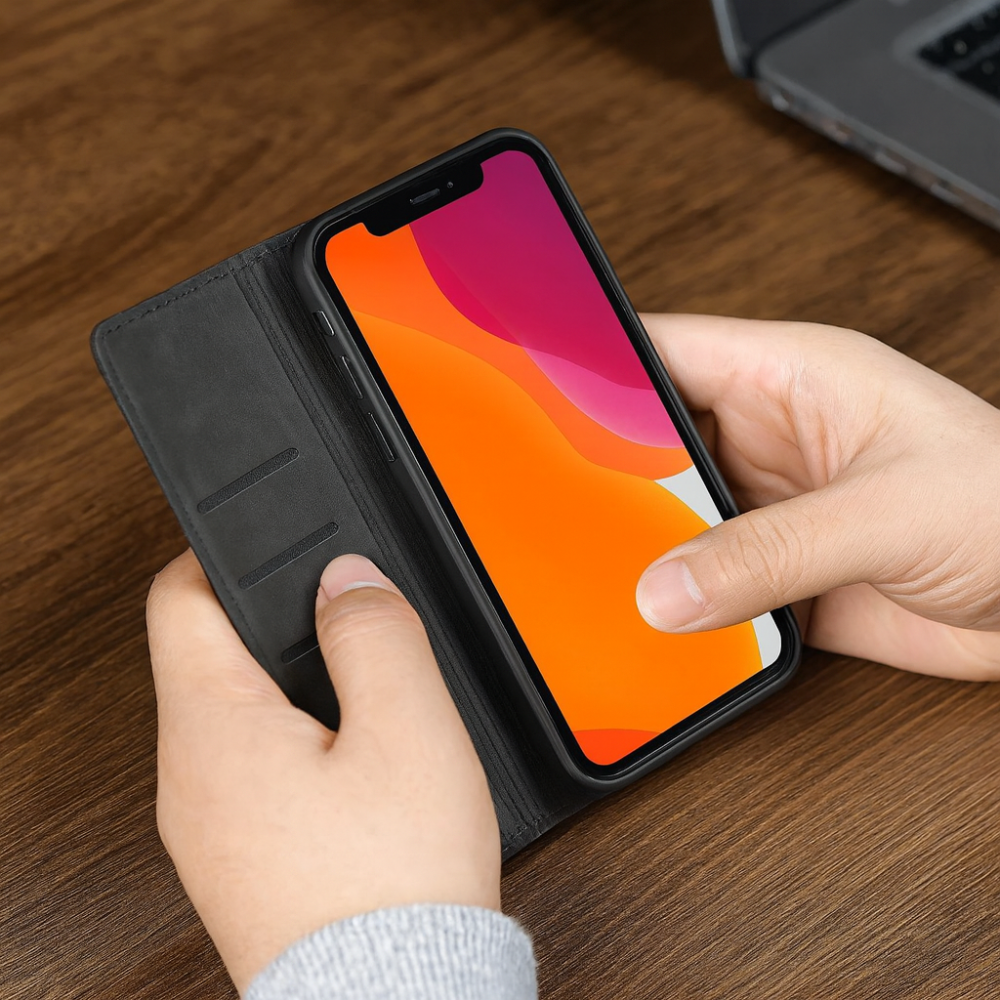 Handyhülle Leder Magnetisch Stoßfest Schlank Abdeckung