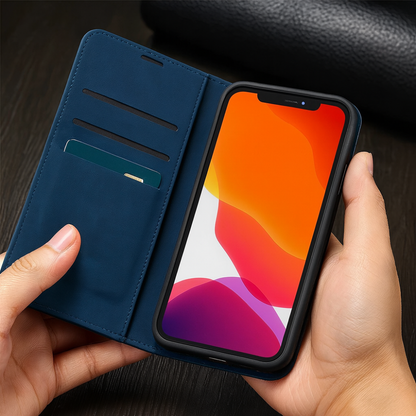 Handyhülle Leder Magnetisch Stoßfest Schlank Abdeckung