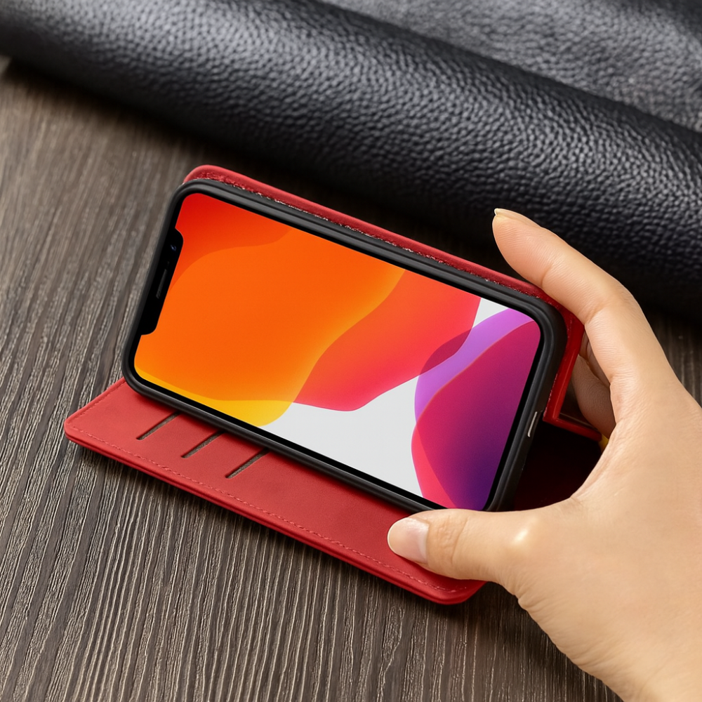 Handyhülle Leder Magnetisch Stoßfest Schlank Abdeckung