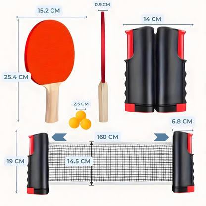 Portable Table Tennis Set Retractable Net Family Ping Pong Kit