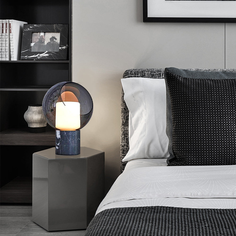 Industrial Smoke Grey Glass Table Lamp with Contemporary Design for Home and Office Lighting - Elegant and Stylish Illumination