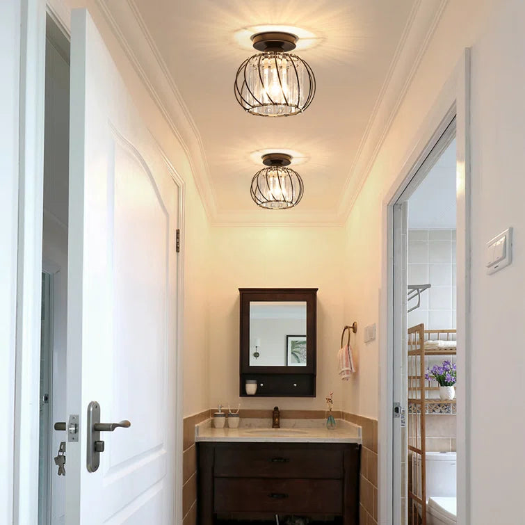 Set of 2 Elegant Glass Ceiling Lights for Hallway - Stylish Luxury Illumination for Home Décor