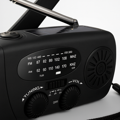 Radio d'urgence à manivelle solaire lampe de poche d'alerte météo banque d'alimentation