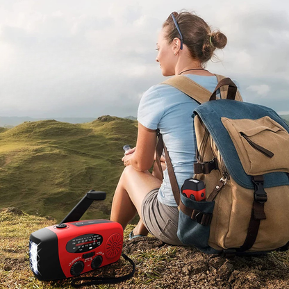 Radio d'urgence à manivelle solaire lampe de poche d'alerte météo banque d'alimentation