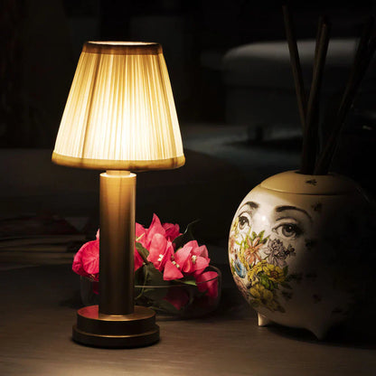 Table Lamp with Gold Base and Fabric Shade