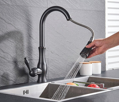 Kitchen Tap Brushed Steel Pull Out Sprayer