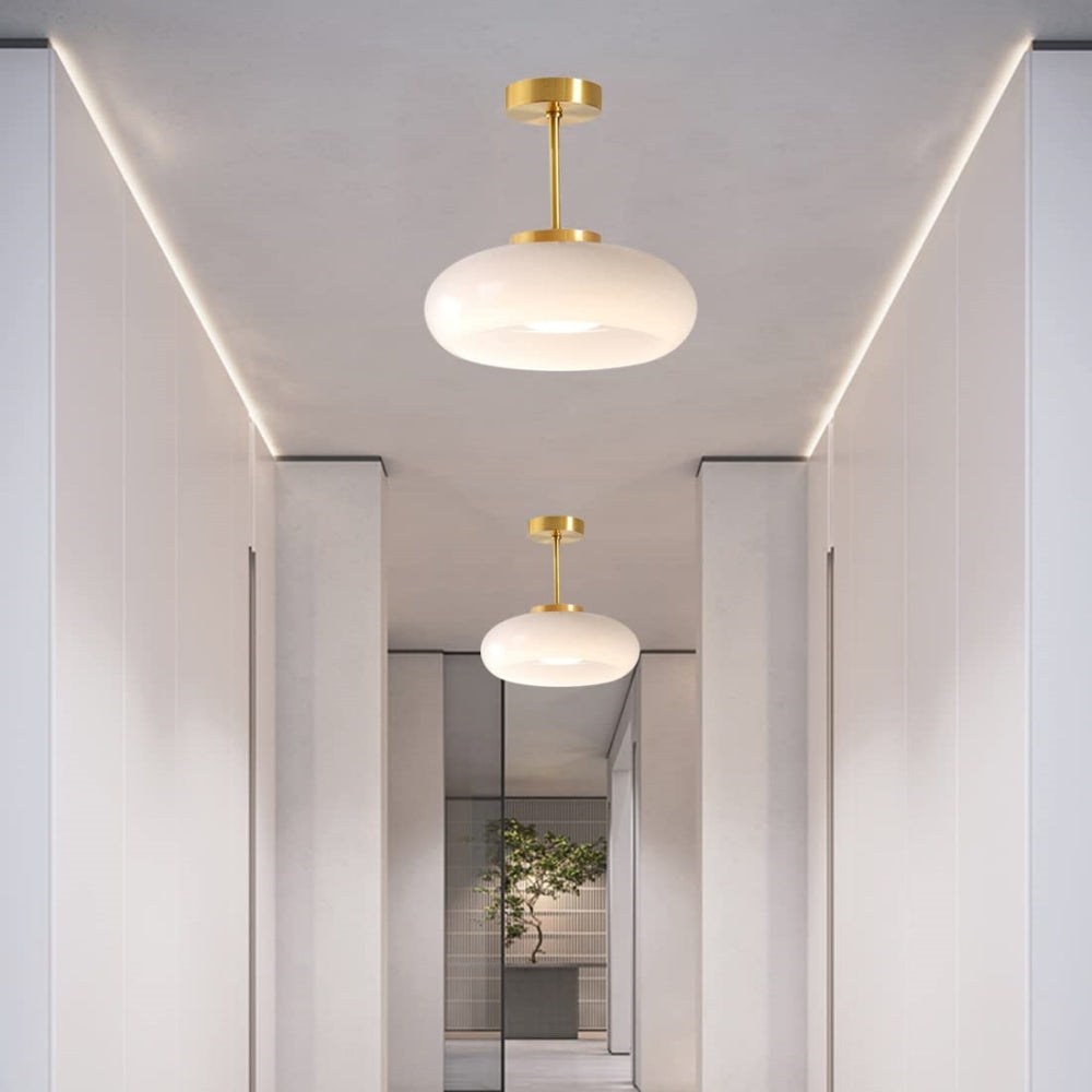 Vintage okrągła szklana lampa sufitowa