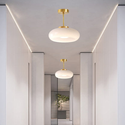 Vintage okrągła szklana lampa sufitowa