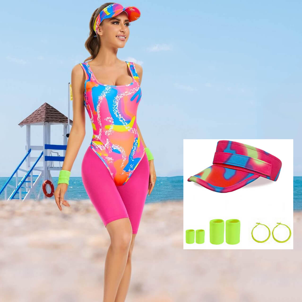 Disfraz de Halloween para parejas retro de los 80 y 90 | Conjunto de body y shorts