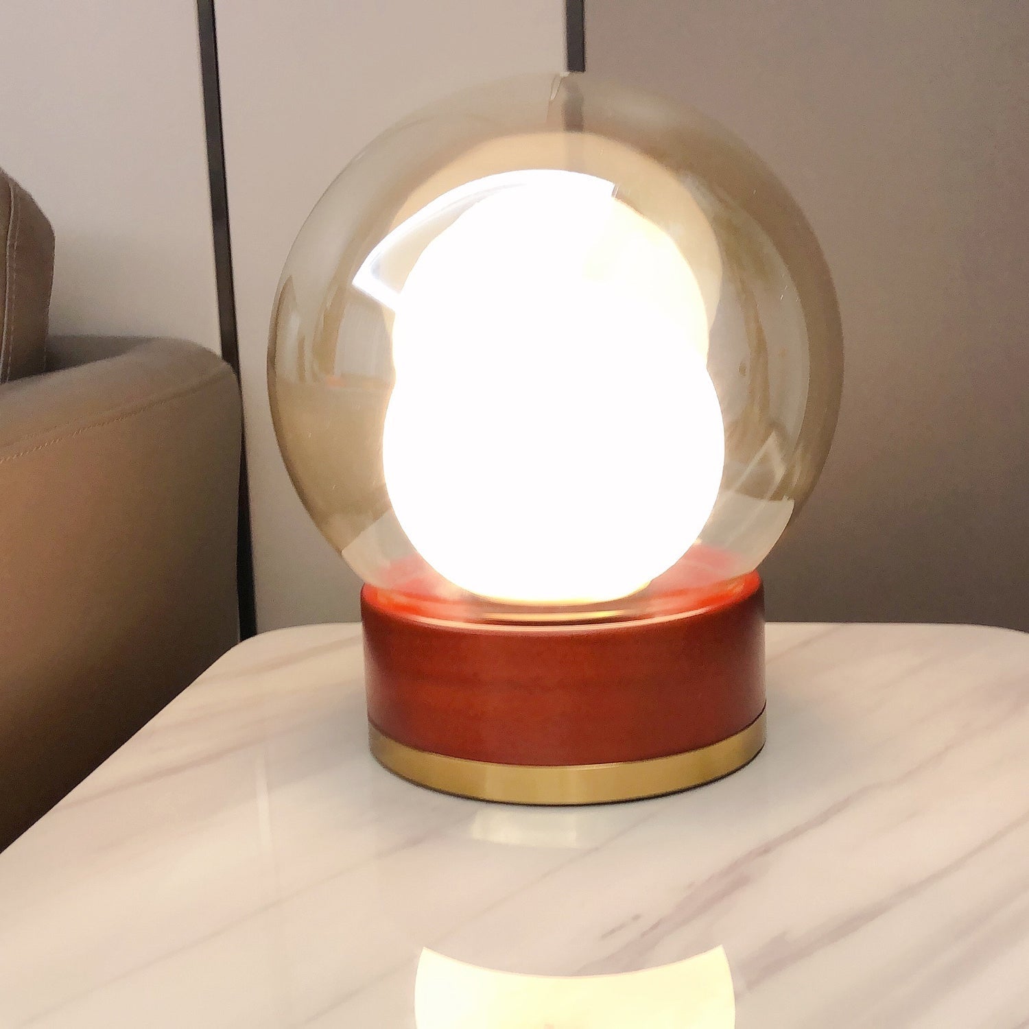 Contemporary Rigel Round Glass Table Lamp for Elegant Home Lighting and Stylish Décor in Modern Interiors