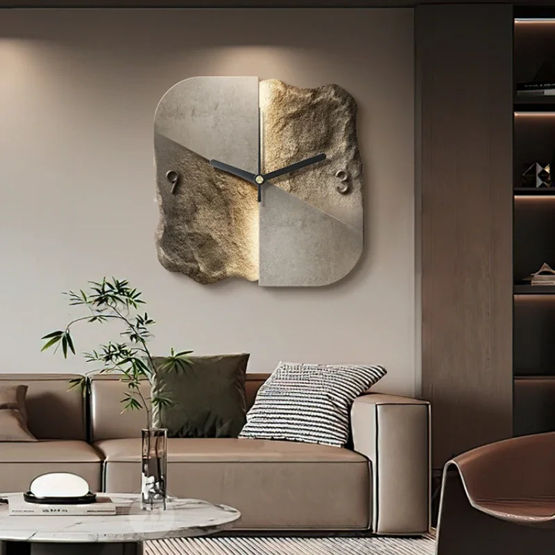 Reloj de pared moderno de piedra arenisca 3D de cuarzo silencioso