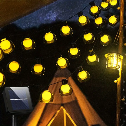 Outdoor Solar Festoon String Lights Warm Glow