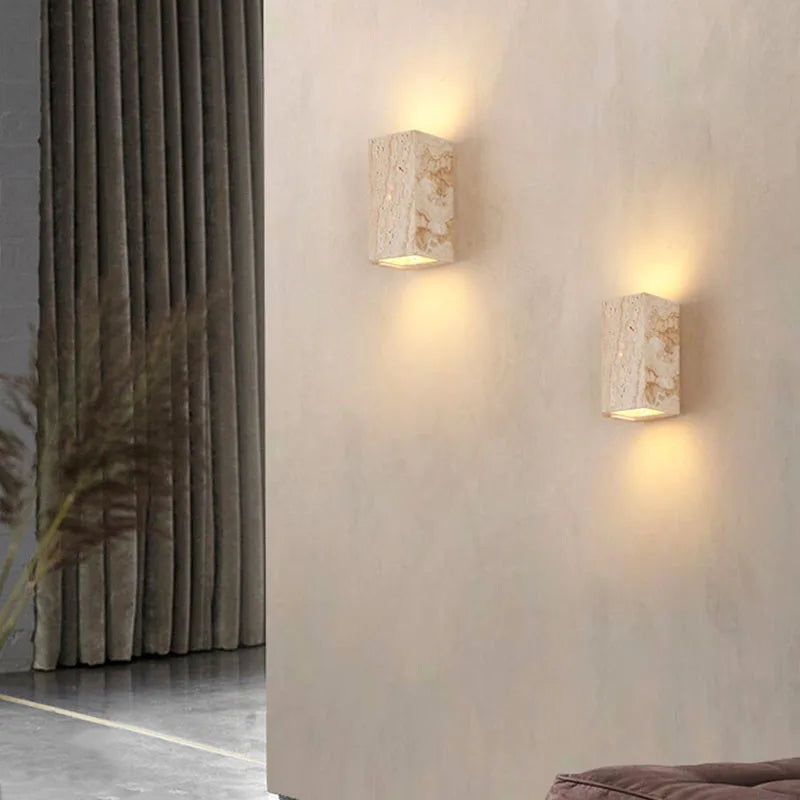 Aplique de pared de piedra travertino LED Up Down