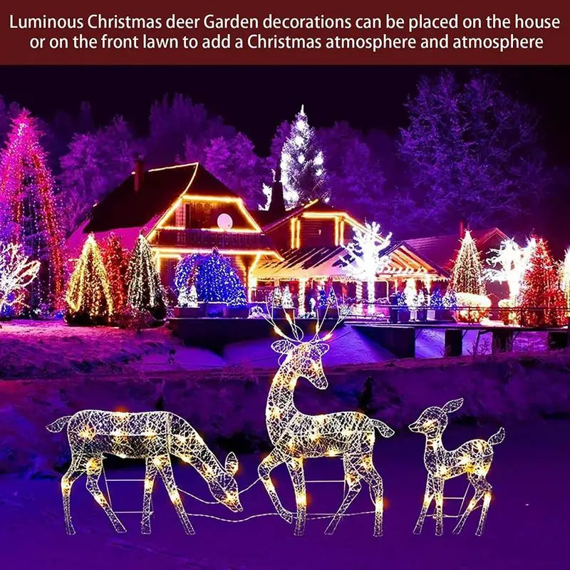 Set de decoración de renos para luces navideñas exteriores