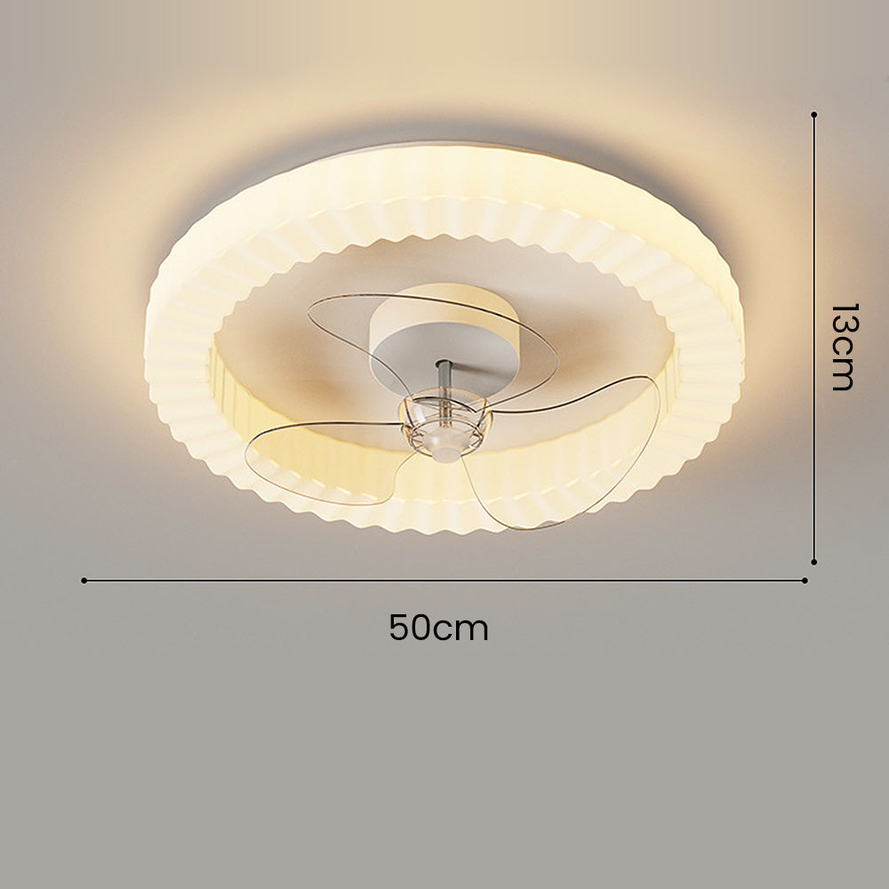 White Round Ceiling Fan with LED Lighting for Bedroom – Stylish and Efficient Home Ceiling Light and Air Circulator