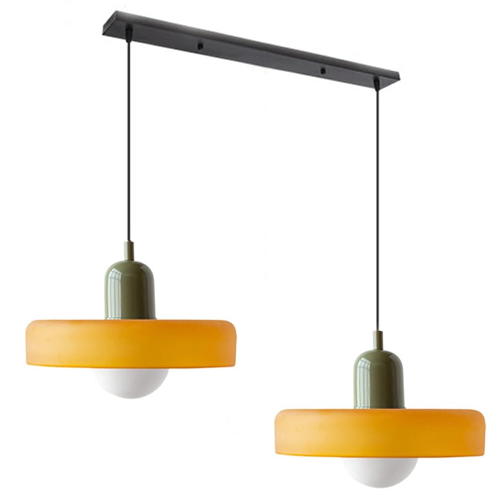 Contemporary Bauhaus Stained Glass Pendant Light with Dual Heads for Stylish Home Illumination