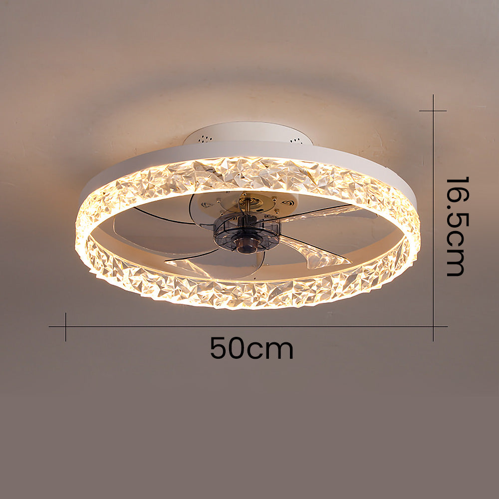 Modern Round Ceiling Fan with LED Light - Stylish Hardware Design for Enhanced Airflow and Illumination in Any Room