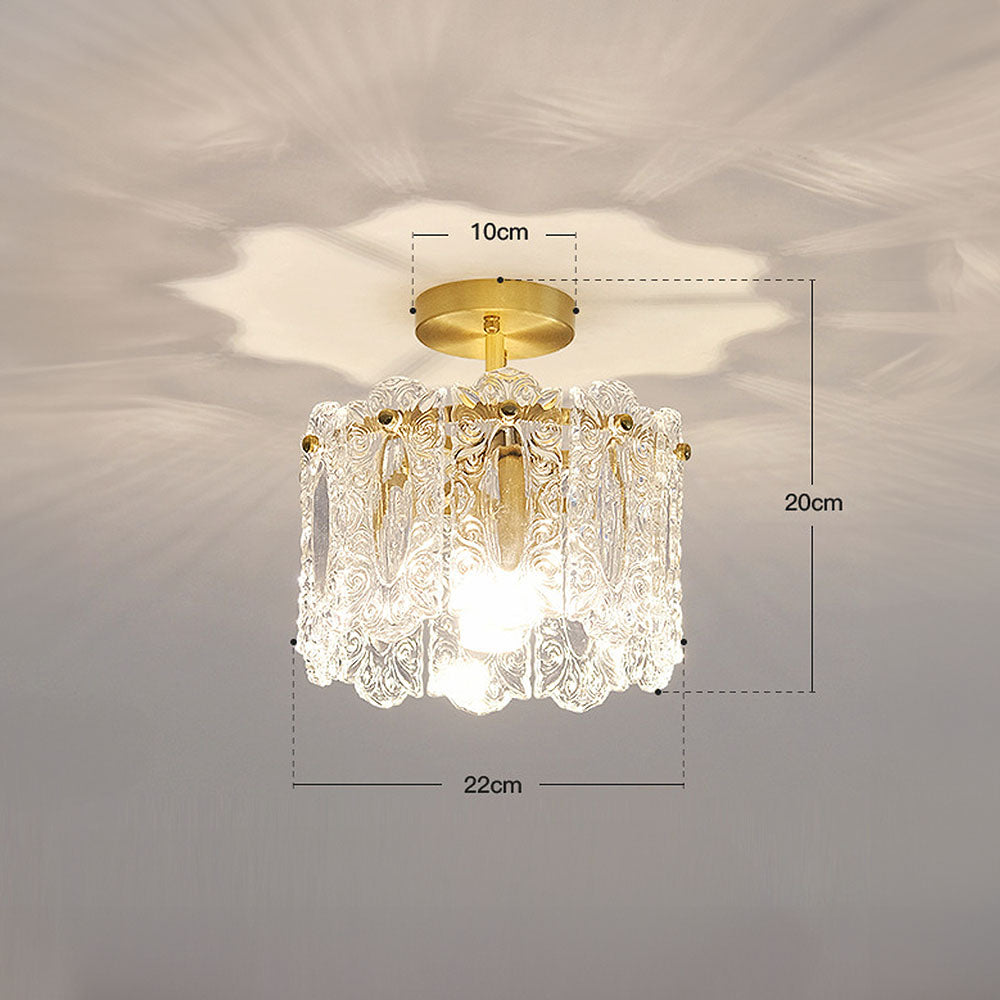 Elegant Gold Glass Hallway Ceiling Light Fixture - Luxurious Illumination for Stylish Home Interiors