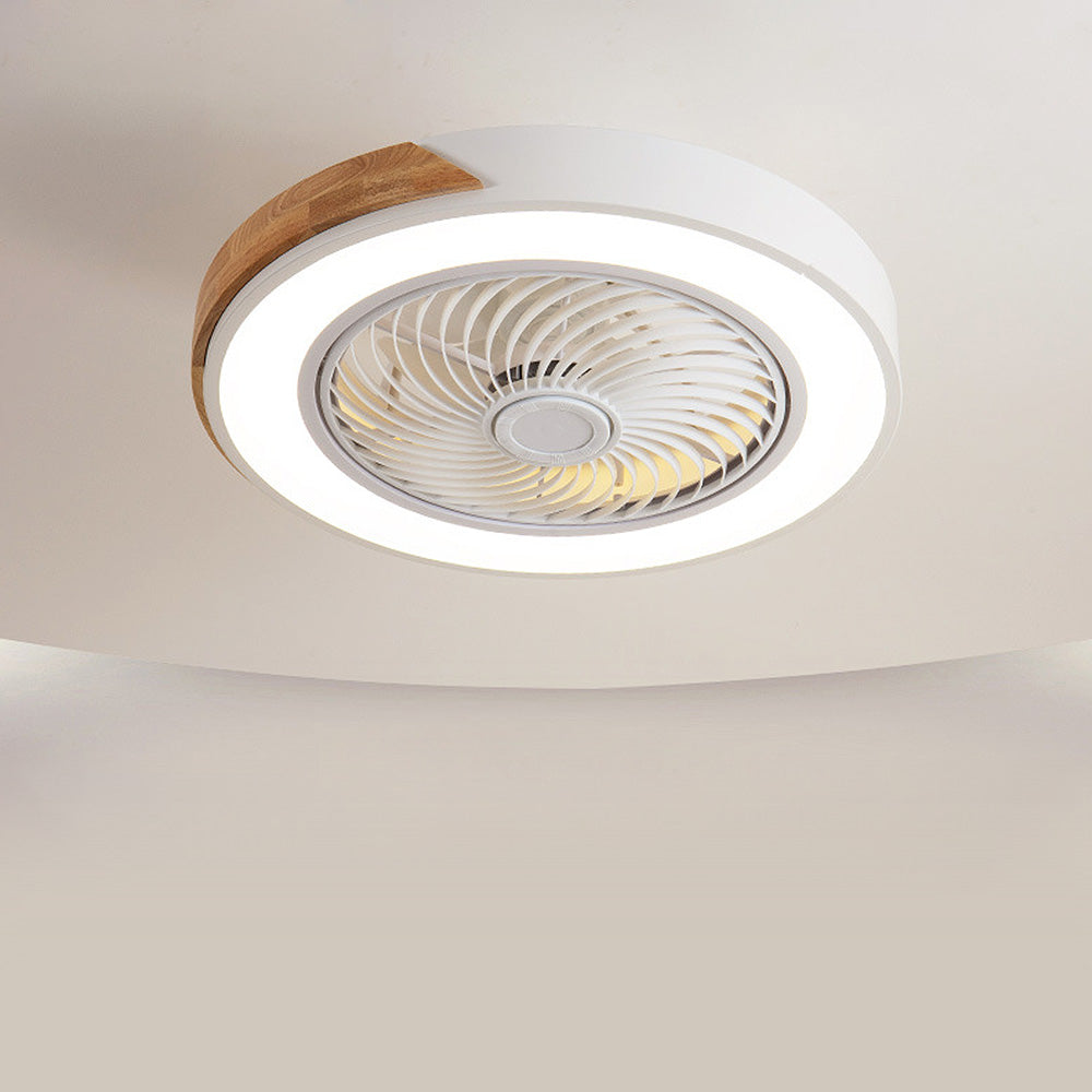 Modern Round Wooden Ceiling Fan with Energy-Efficient LED Lights for Stylish Home Illumination and Air Circulation