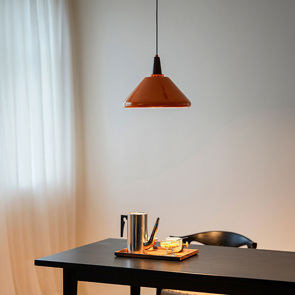 Stylish Orange Iron Pendant Light for Simple Kitchen Aesthetics - Modern Ceiling Fixture for Bright and Inviting Spaces