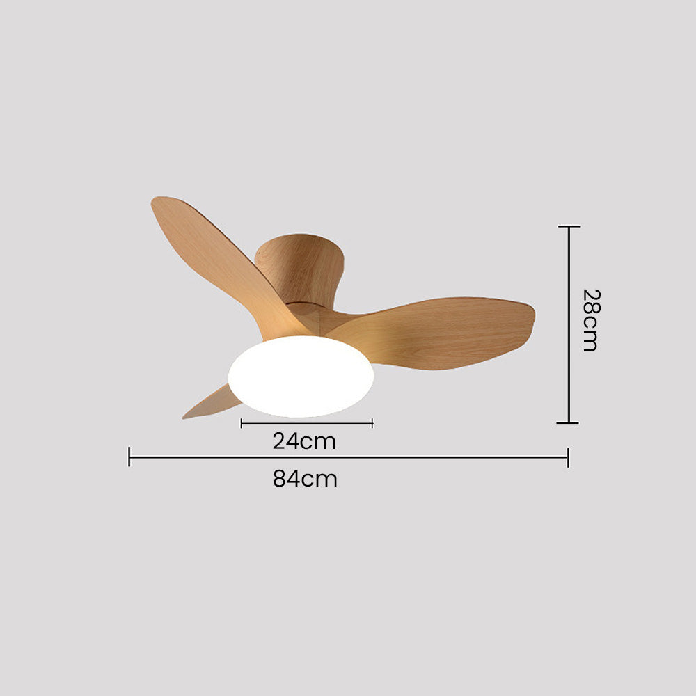 Natural Wood Elegant Ceiling Fan with LED Light - Stylish and Simple Design for Modern Homes and Spaces